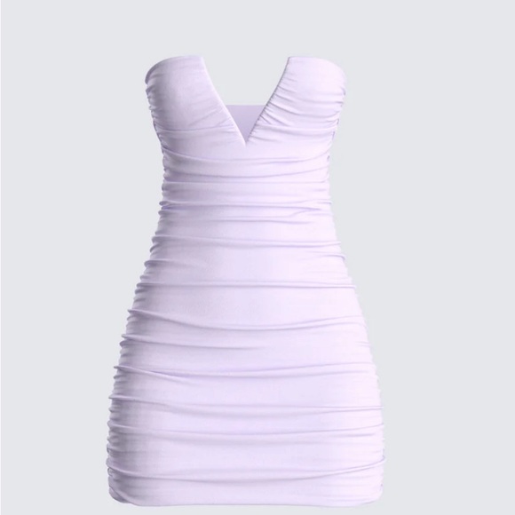 Zoan Lavender Ruched Mini Dress - BRAND NEW NEVER WORN - Picture 2 of 2